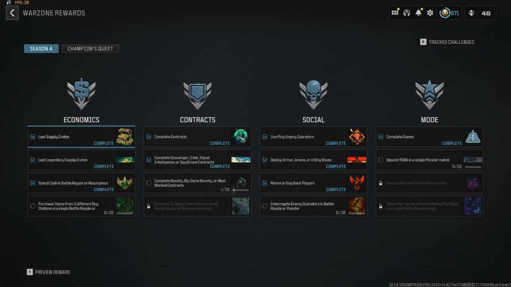 Warzone Season 4 Rewards