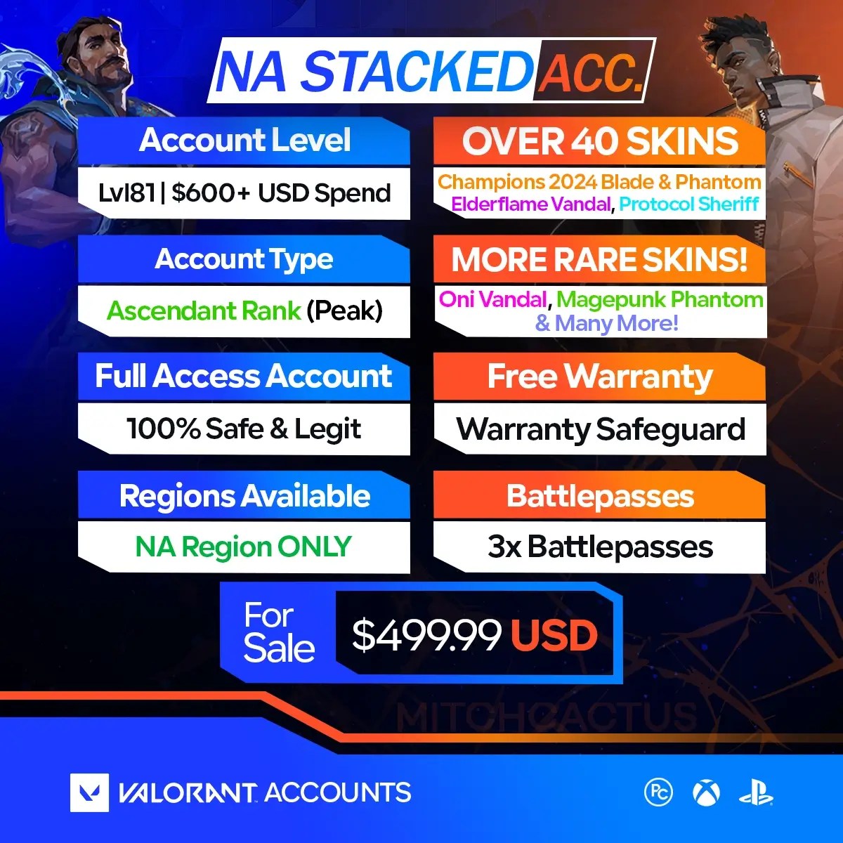 Valorant Account With Skins NAS_499.99