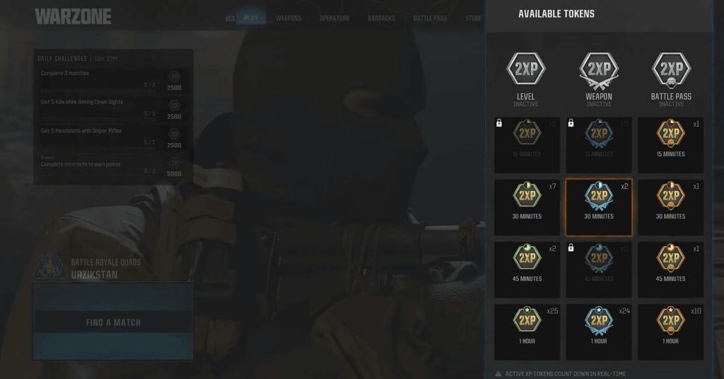 Double XP Tokens